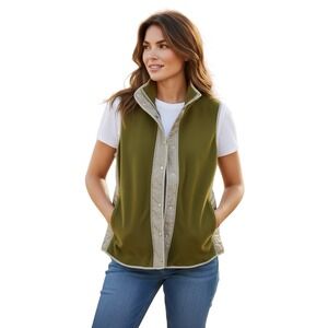 Sport Savvy Women's Olive Green Vest Size Small Full Zip Pockets Sleeveless New